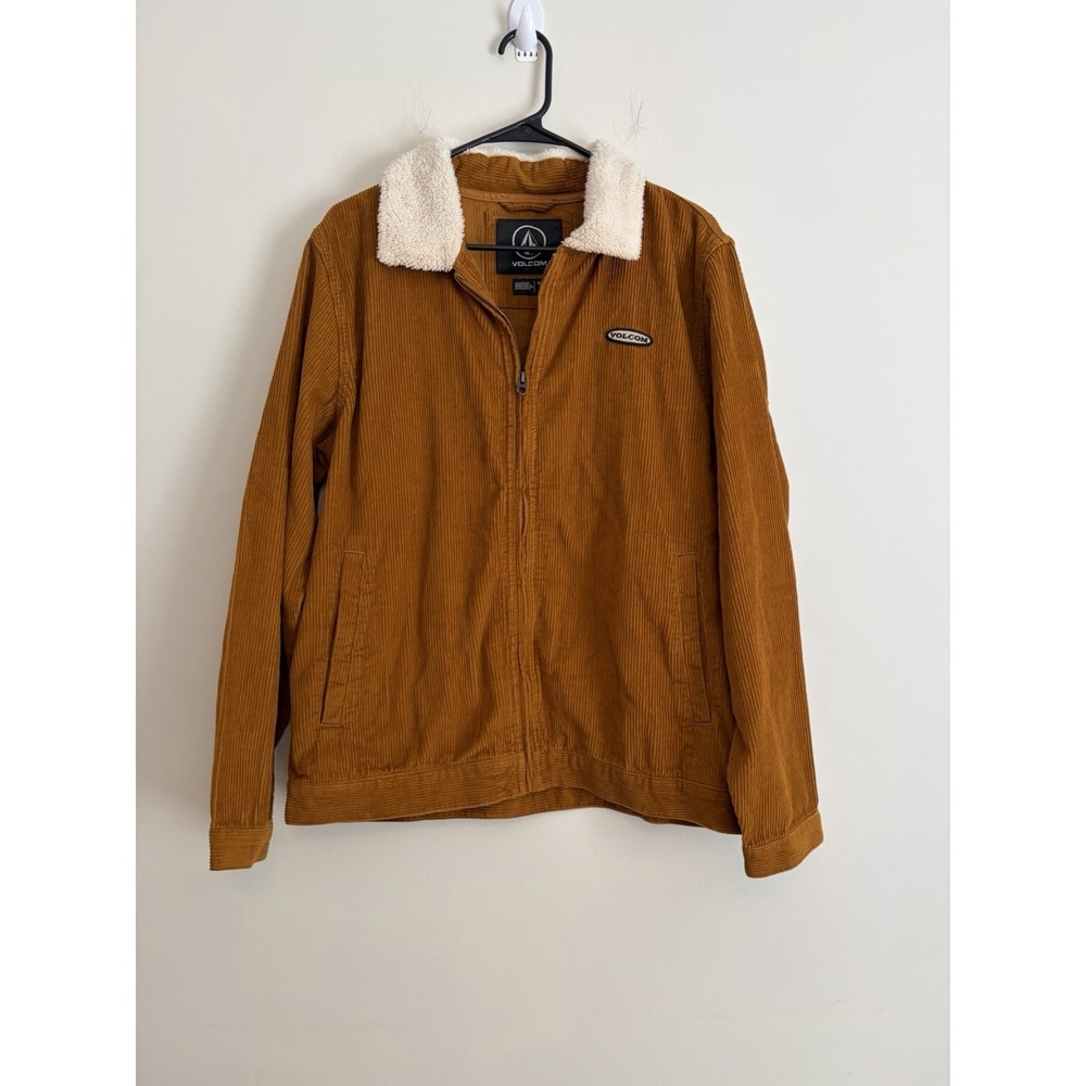 Volcom Halecrest Jacket Corduroy Sherpa Collar Mens M Full-Zip Brown MSRP $90‎
